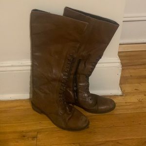Brown leather boots